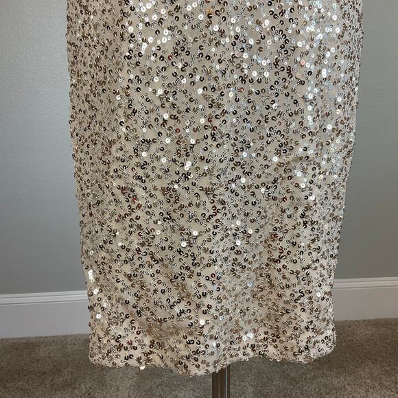 Eliza J Sequined Sleeveless Midi Sheath Cocktail Dress Sparkly Gold Size 4 - Picture 10 of 13